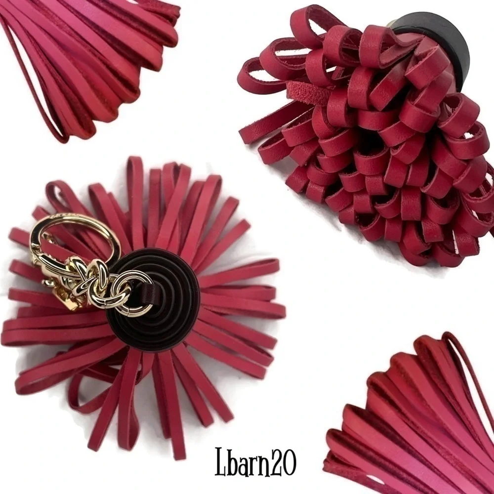 Coach Pink Tassel Keychain Charm Fob